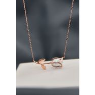 Papatya Silver 925 Ayar Gümüş Rose Kaplama Beyaz Opal Taşlı Lale Kolye
