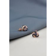 Papatya Silver 925 Ayar Gümüş Rose Kaplama Çivili Mistik Topaz Taşlı Loop Küpe