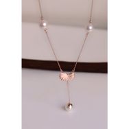Papatya Silver 925 Ayar Gümüş Rose Kaplama Dorika Toplu Incili Kadın Kolye