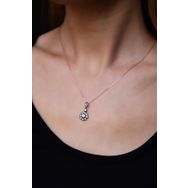 Papatya Silver 925 Ayar Gümüş Rose Kaplama Elmas Montür Damla Kolye