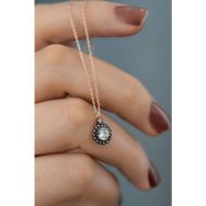 Papatya Silver 925 Ayar Gümüş Rose Kaplama Elmas Montür Tektaş Kadın Kolye