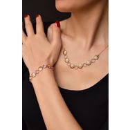 Papatya Silver 925 Ayar Gümüş Rose Kaplama Halka Mineli Papatya Kolye