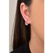 Papatya Silver 925 Ayar Gümüş Rose Kaplama Iç Içe Geçmiş Halkalı Halka Küpe