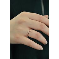 Papatya Silver 925 Ayar Gümüş Rose Kaplama Kalp Ritmi Ayarlanabilir Yüzük