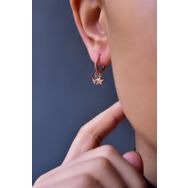 Papatya Silver 925 Ayar Gümüş Rose Kaplama Melek ve Yıldız Figürlü Minimal Halka Kadın Küpe