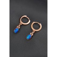 Papatya Silver 925 Ayar Gümüş Rose Kaplama Opal Oval Halka Küpe