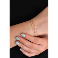 Papatya Silver 925 Ayar Gümüş Rose Kaplama Sarı Taşlı Yıldız Zincir Bileklik