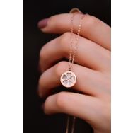 Papatya Silver 925 Ayar Gümüş Rose Kaplama Sedef Plaka Üzeri Yonca Kolye