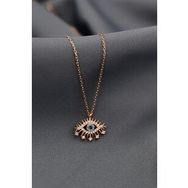 Papatya Silver 925 Ayar Gümüş Rose Kaplama Zirkon Taşlı Kirpik Göz Kolye
