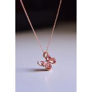Papatya Silver 925 Ayar Gümüş Rose Kaplama Zirkon Taşlı Pembe Morpho Kelebeği Kolye