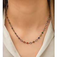 Papatya Silver 925 Ayar Gümüş Sıralı Mix Taşlı Kolye
