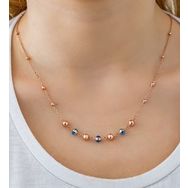 Papatya Silver 925 Ayar Gümüş Sıralı Nazar Boncuklu Top Zincir Kolye