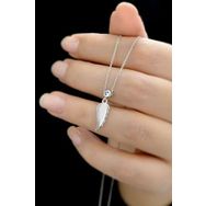 Papatya Silver 925 Ayar Gümüş Tek Taşlı Kanat Rodyum Kaplama Kolye