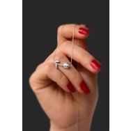 Papatya Silver 925 Ayar Rodyum Kaplama Beyaz Opal Taşlı Lale Gümüş Kolye
