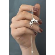 Papatya Silver 925 Ayar Rodyum Kaplama Doğum Taşlı Çifte Kumrular Kadın Gümüş Kolye