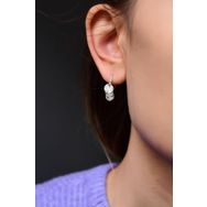Papatya Silver 925 Ayar Rodyum Kaplama Fırfırlı Pullu Kadın Gümüş Küpe