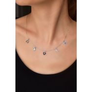 Papatya Silver 925 Ayar Rodyum Kaplama Göz Mineli Zirkon Taşlı Şans Kadın Gümüş Kolye