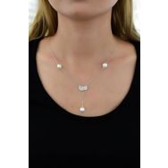 Papatya Silver 925 Ayar Rodyum Kaplama İnci Taşlı Kadın Gümüş Kolye