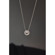 Papatya Silver 925 Ayar Rodyum Kaplama İncili Yuvarlak Kadın Gümüş Kolye