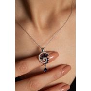 Papatya Silver 925 Ayar Rodyum Kaplama Lacivert Renkli Spiral Snail Tasarım Kadın Gümüş Kolye
