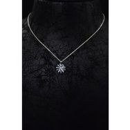 Papatya Silver 925 Ayar Rodyum Kaplama Lacivert Zirkon Taşlı Dönen Güneş Gümüş Kolye