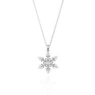 Papatya Silver 925 Ayar Rodyum Kaplama Opal Kar Tanesi Kadın Gümüş Kolye