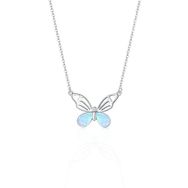 Papatya Silver 925 Ayar Rodyum Kaplama Opal Taşlı Kelebek Kadın Gümüş Kolye