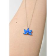 Papatya Silver 925 Ayar Rodyum Kaplama Opal Taşlı Lotus Kadın Gümüş Kolye