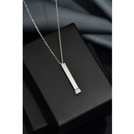 Papatya Silver 925 Ayar Rodyum Kaplama Zirkon Taşlı Açılır Çubuk Gümüş Kolye