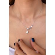 Papatya Silver 925 Ayar Rodyum Kaplama Zirkon Taşlı Sedef Manolya Çiçeği Kadın Gümüş Kolye