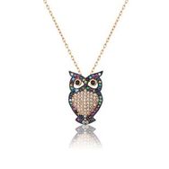 Papatya Silver 925 Ayar Rose Altın Kaplama Gümüş Baykuş Kolye