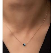 Papatya Silver 925 Ayar Rose Altın Kaplama Gümüş Zincirli Nazar Göz Küçük Top Kolye