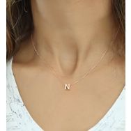 Papatya Silver 925 Ayar Rose Altın Kaplama Üç Boyutlu Gümüş N Harf Kolye