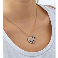 Papatya Silver 925 Ayar Rose Altın Kaplama Zirkon Taşlı Gümüş Palet Kolye