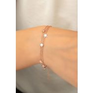 Papatya Silver 925 Ayar Rose Altın Kaplama Zirkon Taşlı Yıldız Gümüş Bileklik