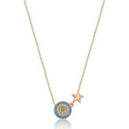 Papatya Silver 925 Ayar Rose Altın Yıldızlı Küçük Nazar Kadın Gümüş Kolye
