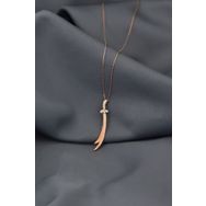 Papatya Silver 925 Ayar Rose Kaplama Dikey Taşlı Zülfikar Kılıç Gümüş Kolye