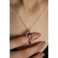 Papatya Silver 925 Ayar Rose Kaplama Fuşya Renkli Spiral Snail Tasarım Kadın Gümüş Kolye
