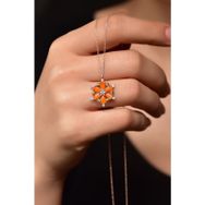Papatya Silver 925 Ayar Rose Kaplama Gold Dorika Toplu Mineli Kamelya Çiçeği Kadın Gümüş Kolye
