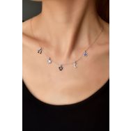 Papatya Silver 925 Ayar Rose Kaplama Göz Mineli Zirkon Taşlı Şans Gümüş Kolye