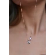 Papatya Silver 925 Ayar Rose Kaplama Incili Dorika Toplu Tek Taş Gümüş Kolye