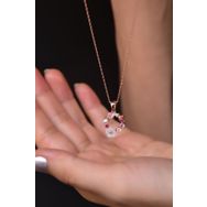 Papatya Silver 925 Ayar Rose Kaplama Incili Kelebek Sedef Manolya Çiçek Gümüş Kolye