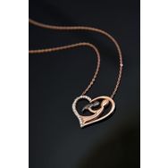 Papatya Silver 925 Ayar Rose Kaplama Kalpli Anne Çocuk Kadın Gümüş Kolye