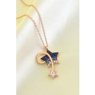 Papatya Silver 925 Ayar Rose Kaplama Mavi Akışlı Kayan Yıldız Kadın Gümüş Kolye