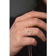 Papatya Silver 925 Ayar Rose Kaplama Montür Kalp Gümüş Kolye