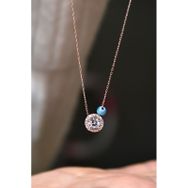 Papatya Silver 925 Ayar Rose Kaplama Nazar Gözlü Tektaş Kadın Gümüş Kolye