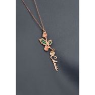 Papatya Silver 925 Ayar Rose Kaplama Özel Tasarım Kalp Doğum Taşlı Mineli Aralık Ayı Çiçeği İsim Kadın Gümüş Kolye