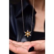 Papatya Silver 925 Ayar Rose Kaplama Sarı Sedef Mineli Kamelya Çiçeği Kolye