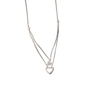 Papatya Silver 925 Ayar Rose Kaplama Taşlı Kalp Asansör Kadın Gümüş Kolye