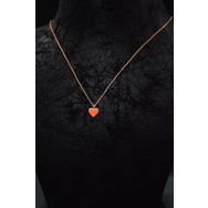 Papatya Silver 925 Ayar Rose Kaplama Turuncu Mineli Minimal Kalp Gümüş Kolye